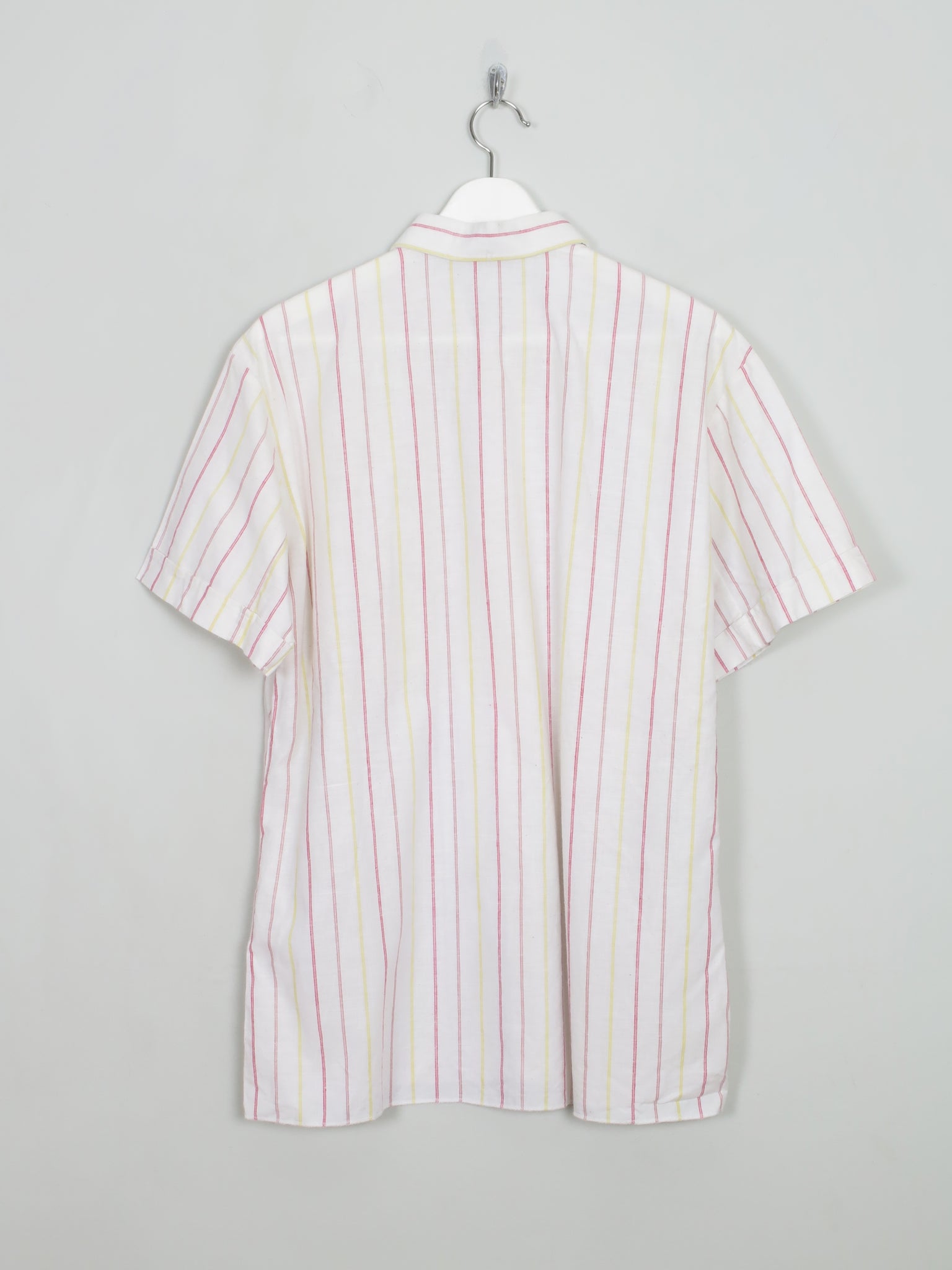 Men's Vintage White Striped Short Sleeved Shirt XL