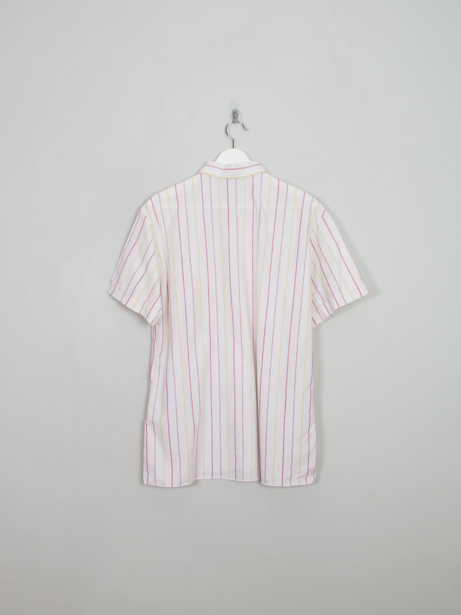 Men's Vintage White Striped Short Sleeved Shirt XL
