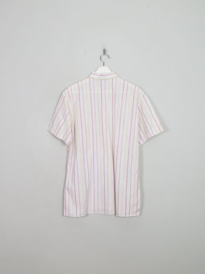 Men's Vintage White Striped Short Sleeved Shirt XL