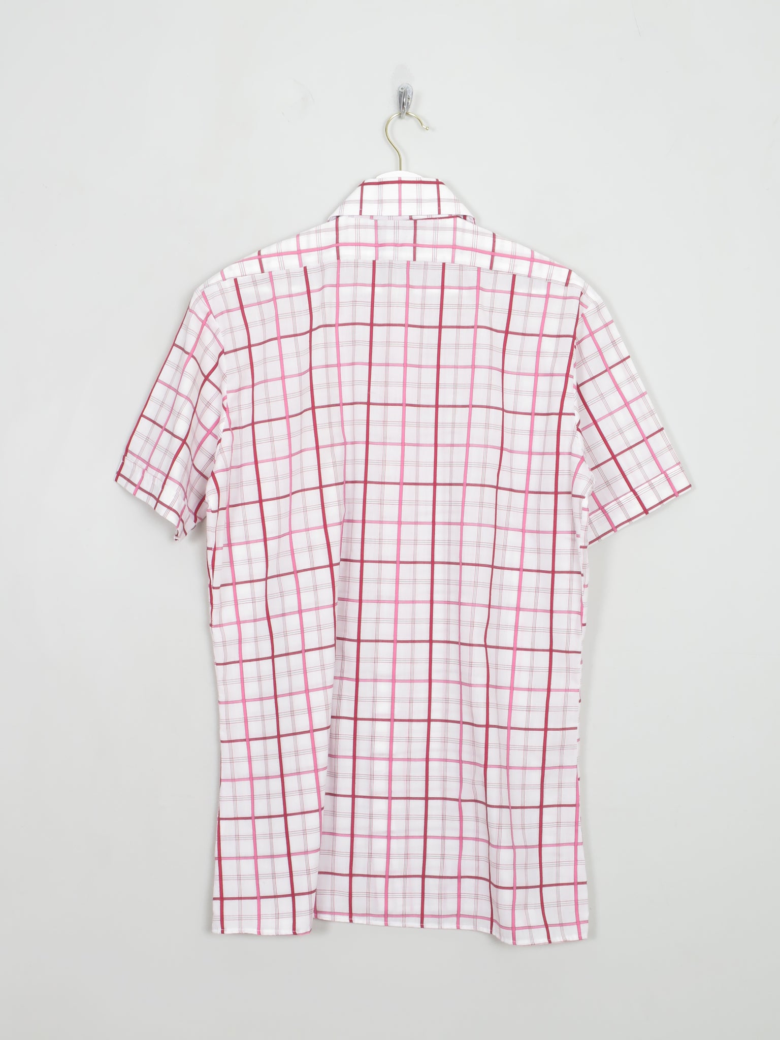 Men's Vintage Check Pink Shirt Short Sleeved L/XL