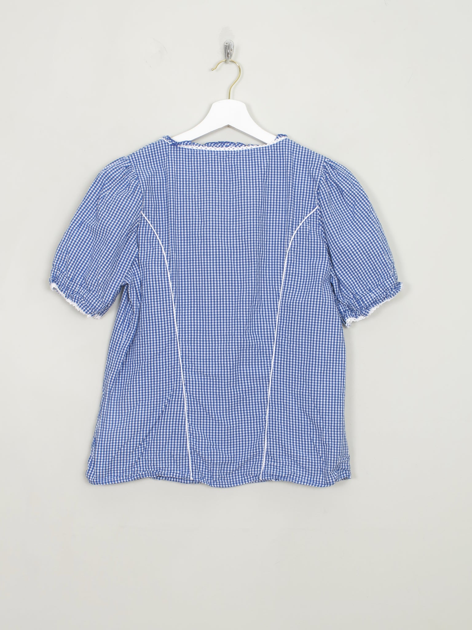 Women's Vintage Blue Gingham Blouse M - The Harlequin