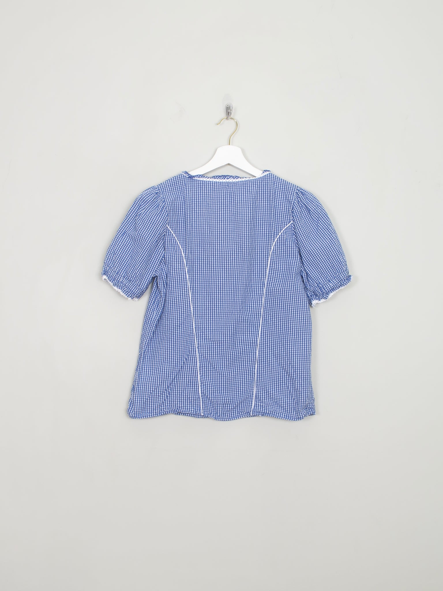 Women's Vintage Blue Gingham Blouse M - The Harlequin