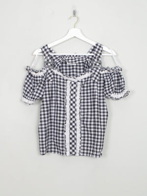 Vintage Gingham Black Blouse 12/14