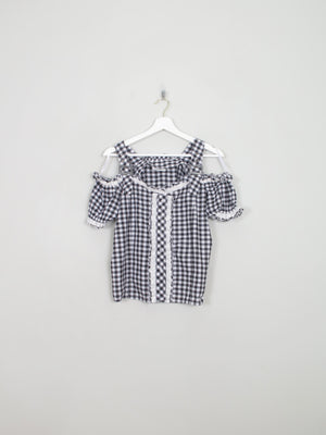 Vintage Gingham Black Blouse 12/14