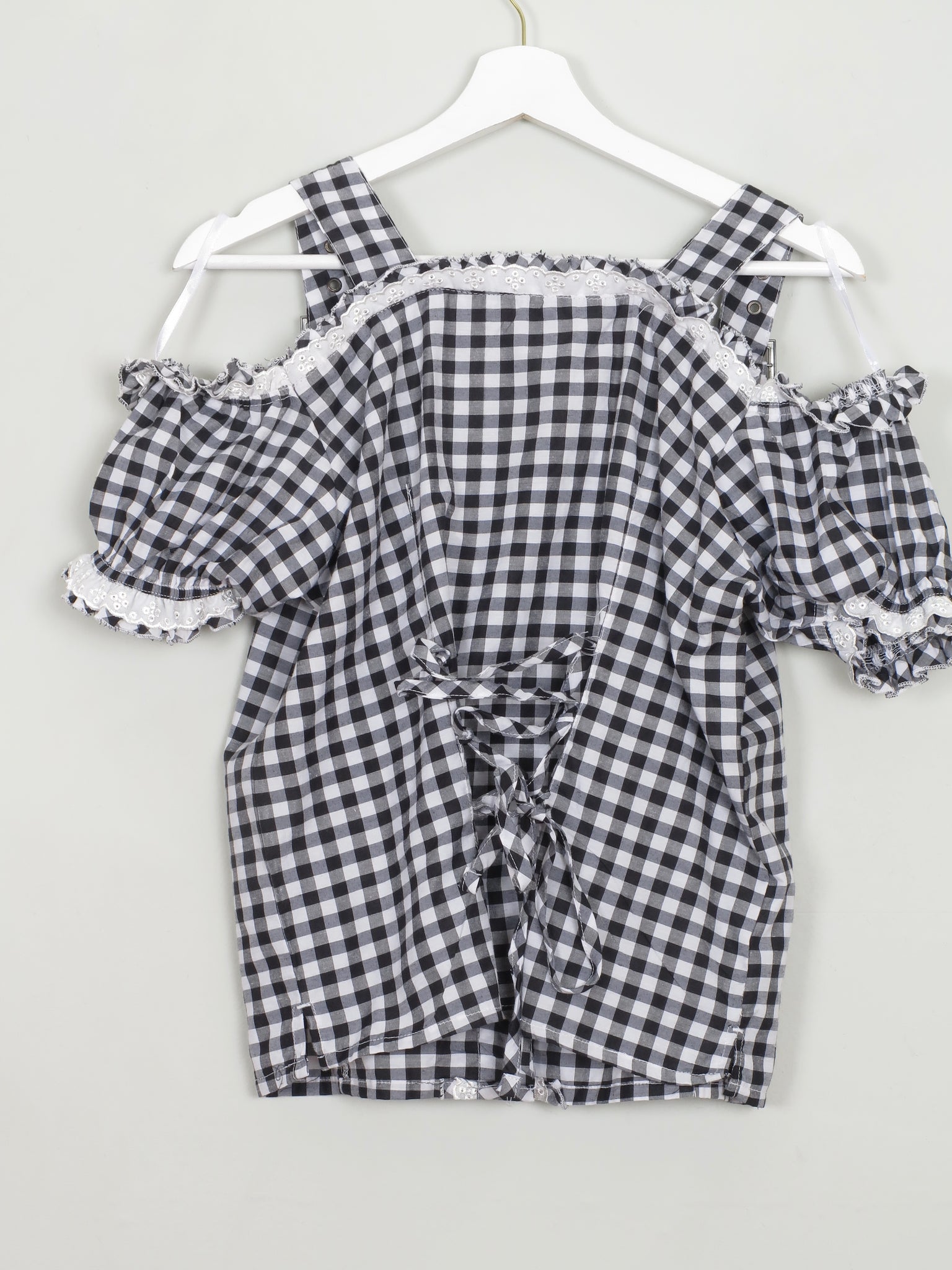 Vintage Gingham Black Blouse 12/14