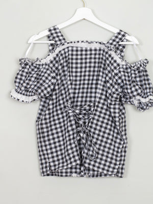 Vintage Gingham Black Blouse 12/14