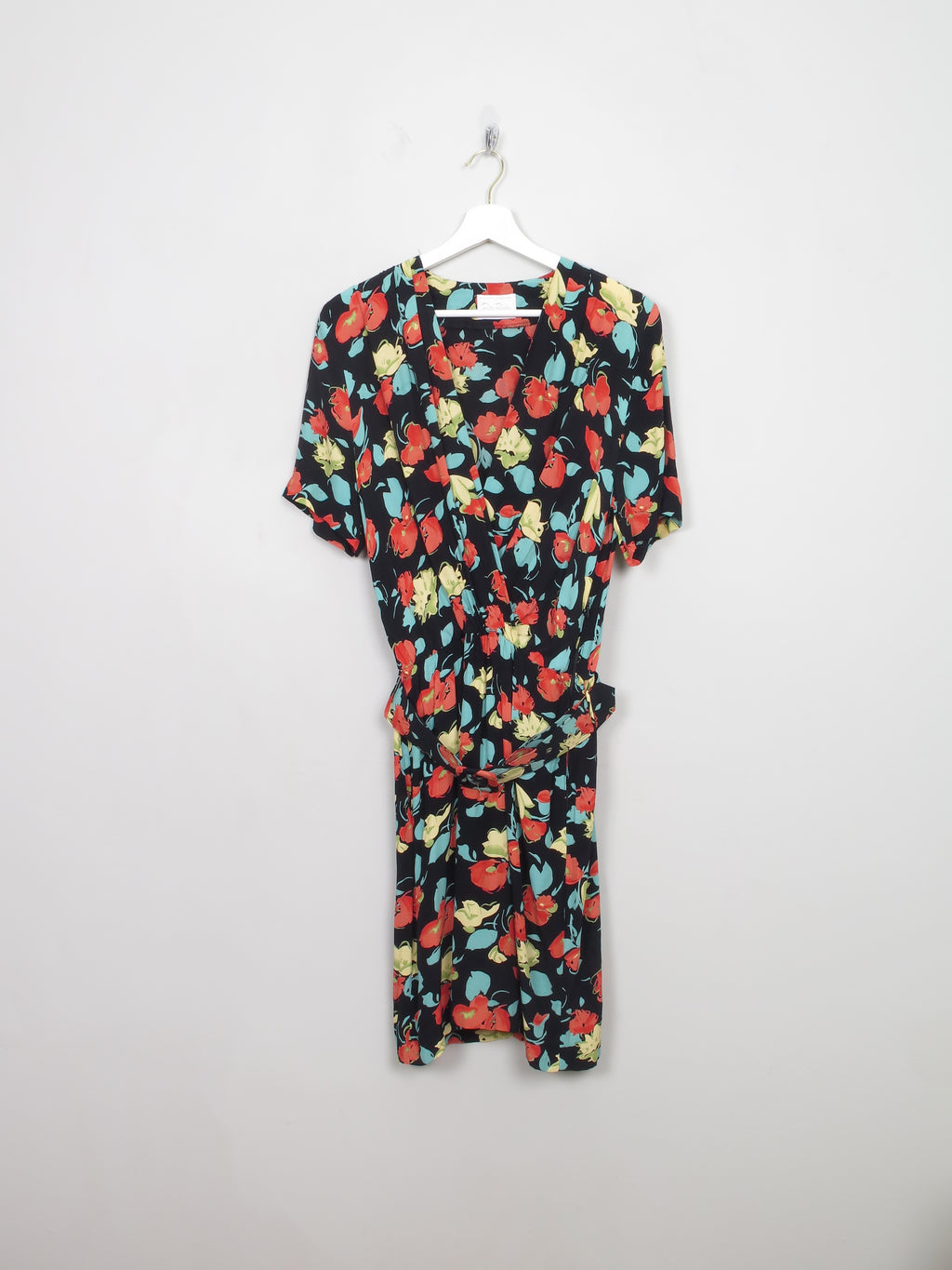 Vintage Black & Floral Betty Barclay Short Dress S - The Harlequin