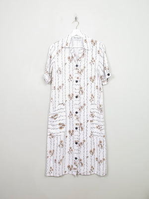 Cream Printed Linen Button John Hagarty Dress S - The Harlequin