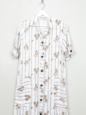 Cream Printed Linen Button John Hagarty Dress S - The Harlequin