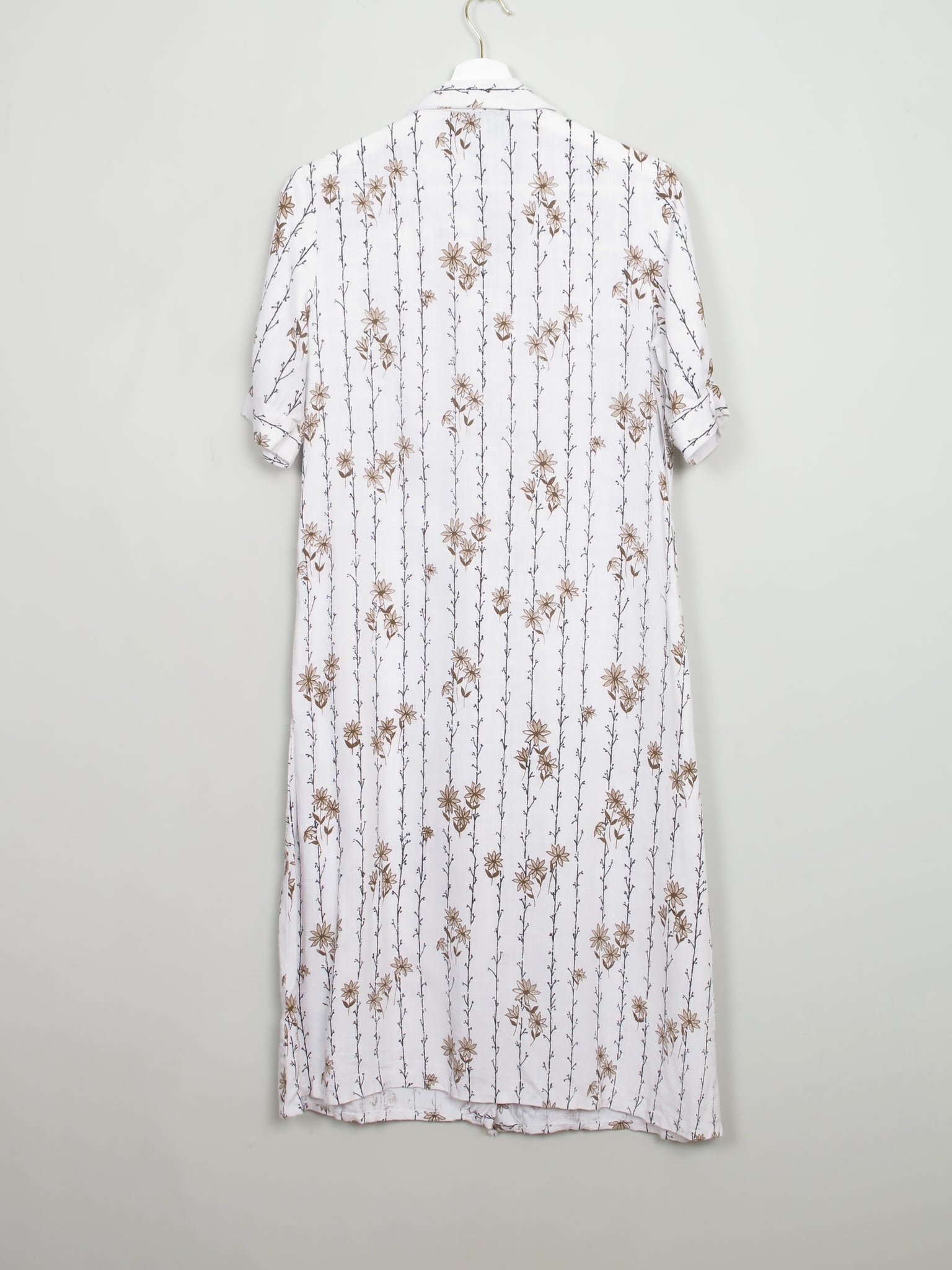 Cream Printed Linen Button John Hagarty Dress S - The Harlequin