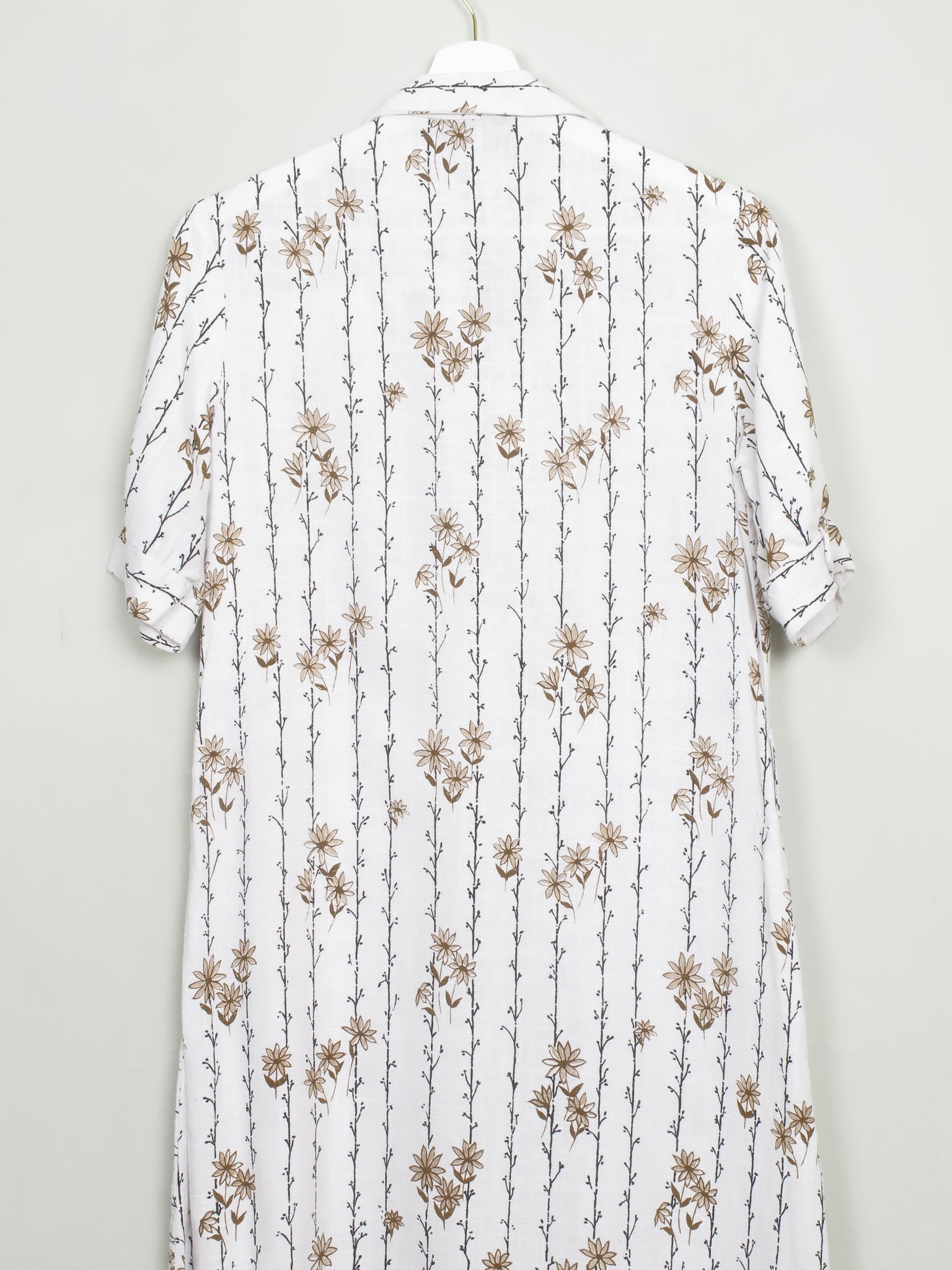 Cream Printed Linen Button John Hagarty Dress S - The Harlequin