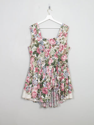 Vintage Floral 80s Dress L/XL