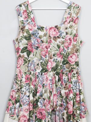 Vintage Floral 80s Dress L/XL