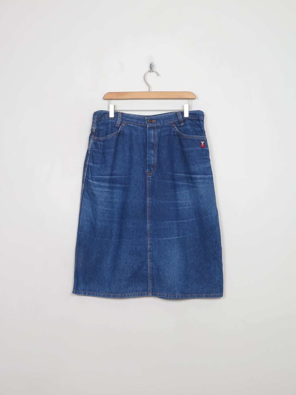 Vintage Blue Denim Skirt 34" W Size: L - The Harlequin