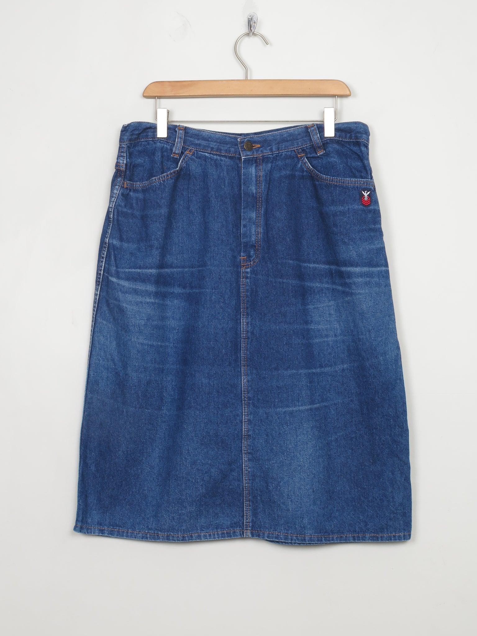 Vintage Blue Denim Skirt 34" W Size: L - The Harlequin