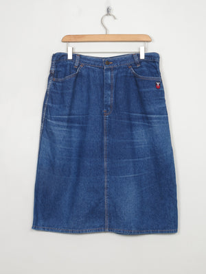 Vintage Blue Denim Skirt 34" W Size: L - The Harlequin