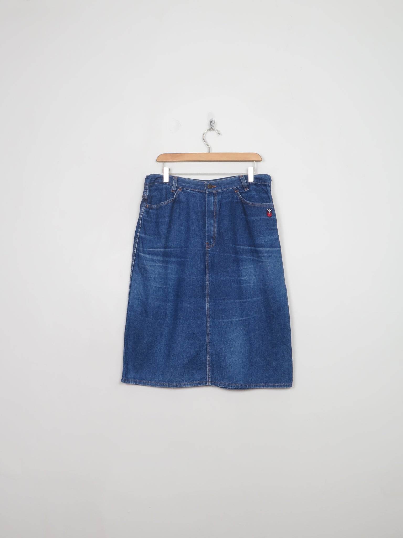 Vintage Blue Denim Skirt 34" W Size: L - The Harlequin