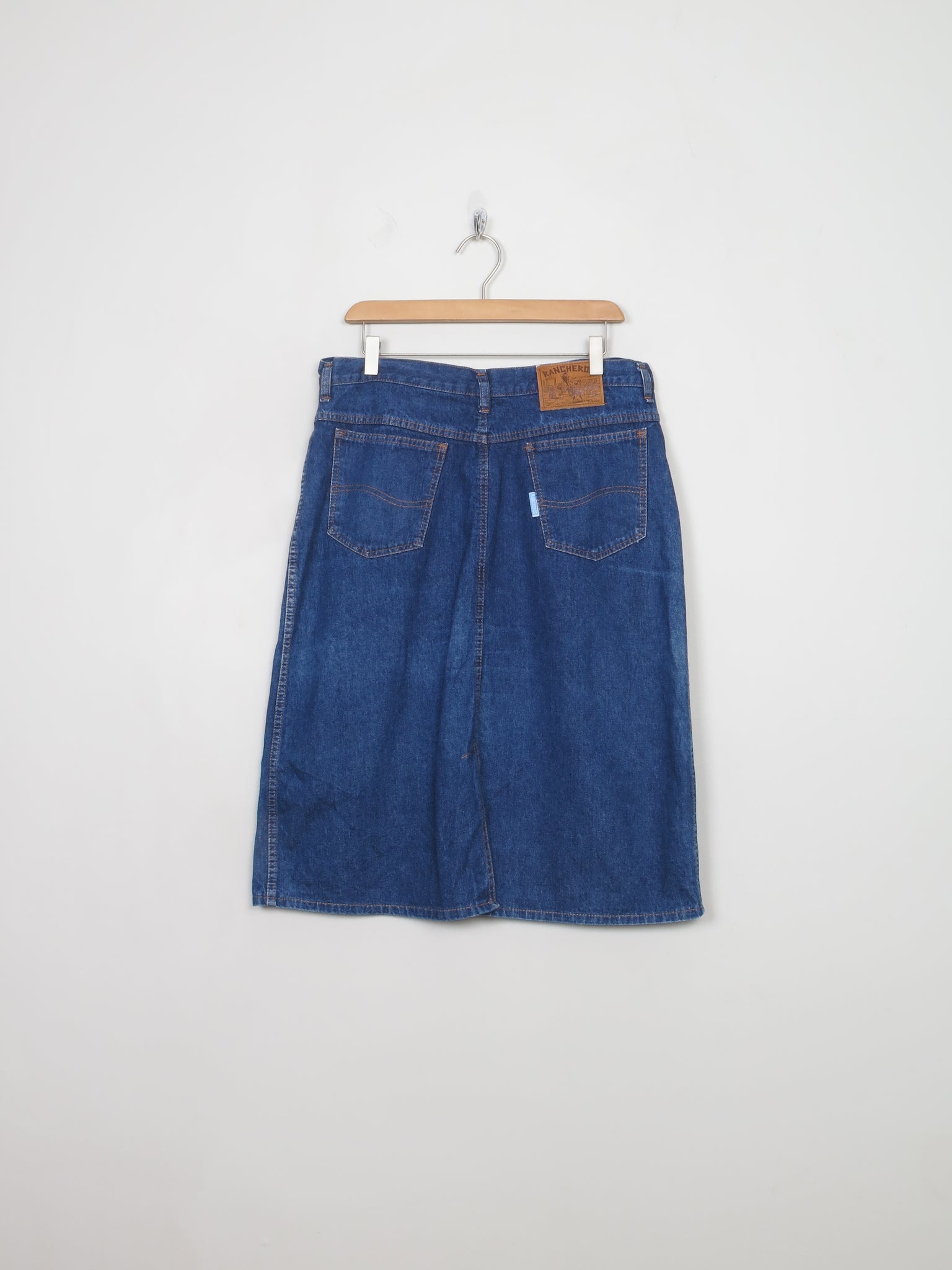 Vintage Blue Denim Skirt 34" W Size: L - The Harlequin