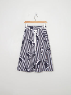 Vintage Dolphin Print Navy Skirt XS - The Harlequin