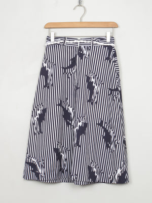 Vintage Dolphin Print Navy Skirt XS - The Harlequin