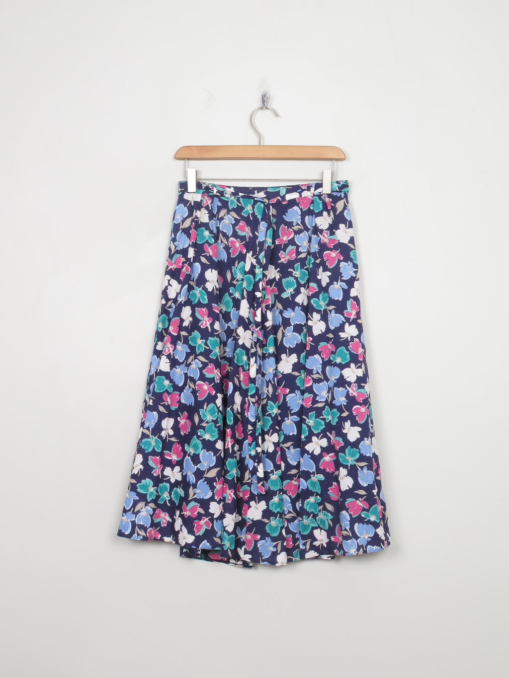 Vintage Blue Floral Skirt 27" W - The Harlequin