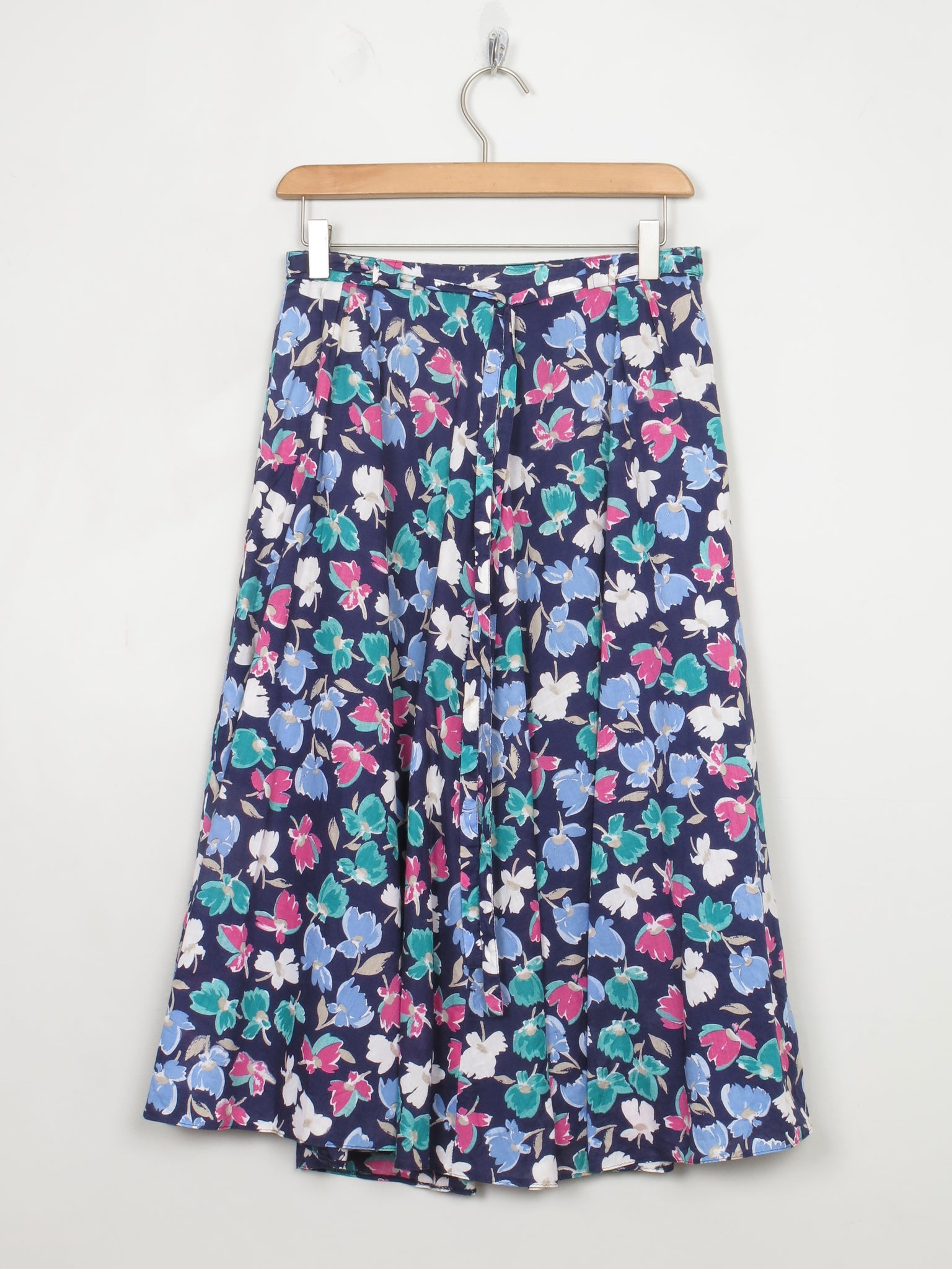 Vintage Blue Floral Skirt 27" W - The Harlequin