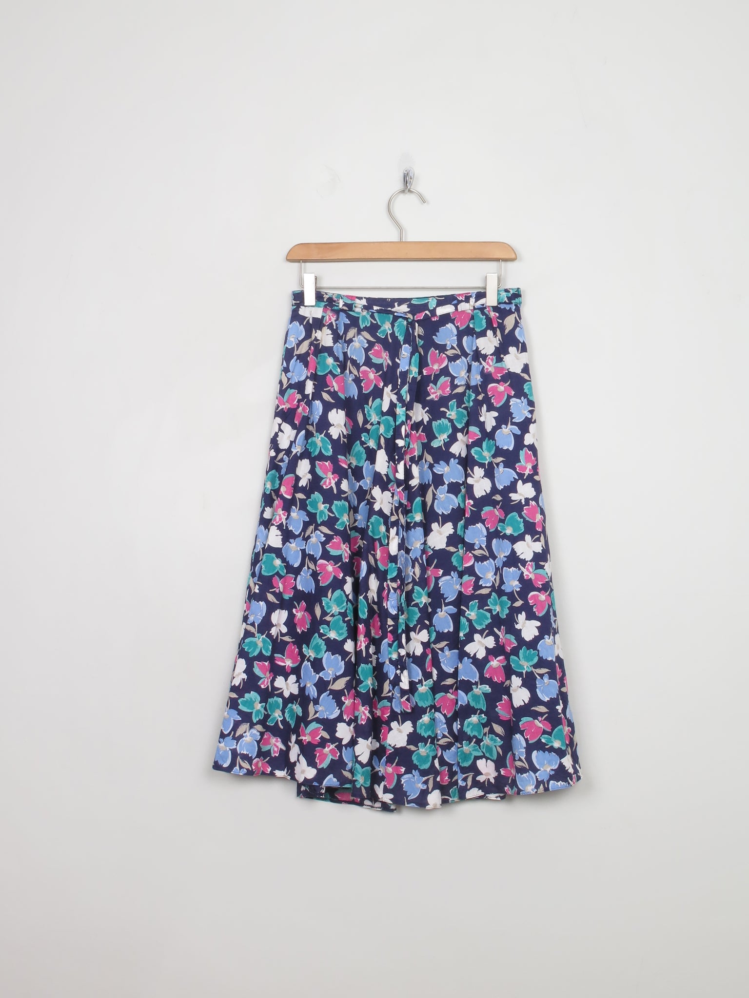 Vintage Blue Floral Skirt 27" W - The Harlequin