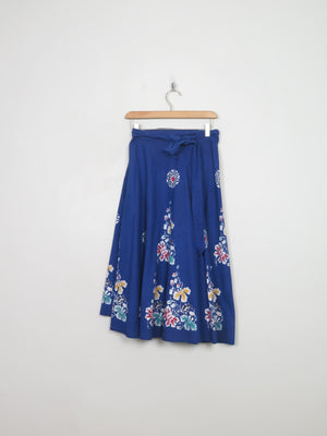 Blue Vintage Wrap Over Skirt S - The Harlequin
