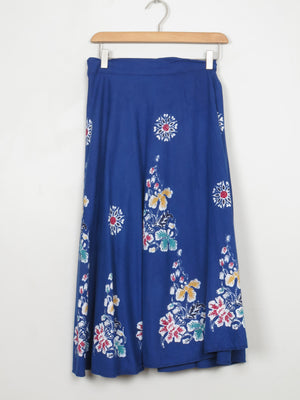 Blue Vintage Wrap Over Skirt S - The Harlequin
