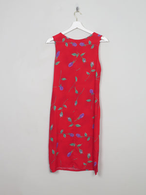 Vintage Red Floral Printed 90s Dress S