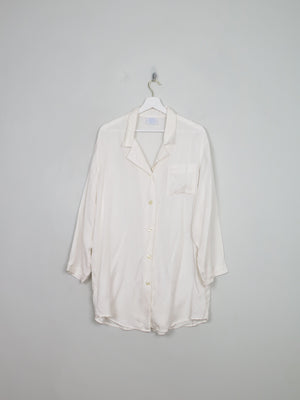 Women's Vintage Cream Silk Long Pyjama Style Blouse M/L