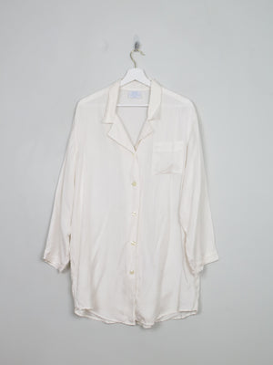 Women's Vintage Cream Silk Long Pyjama Style Blouse M/L