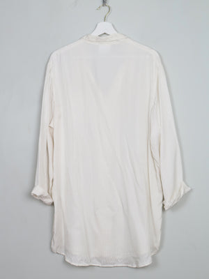 Women's Vintage Cream Silk Long Pyjama Style Blouse M/L