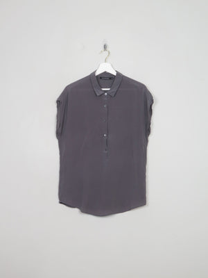 Women's Vintage Grey Silk Blouse M