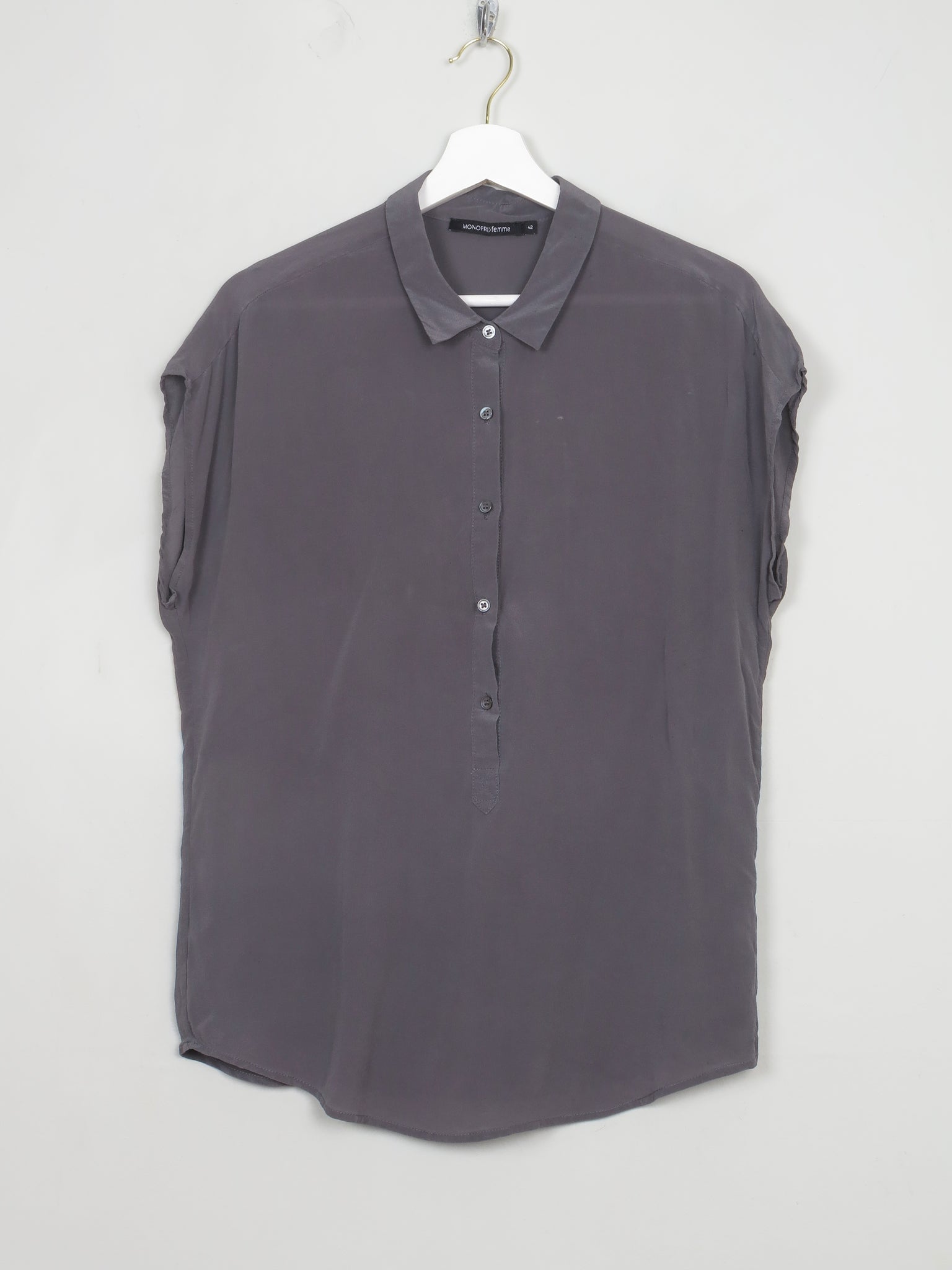 Women's Vintage Grey Silk Blouse M