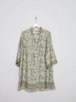 Orential Style Green Long Silk Tunic Blouse L