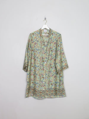 Orential Style Green Long Silk Tunic Blouse L