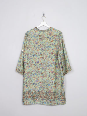 Orential Style Green Long Silk Tunic Blouse L