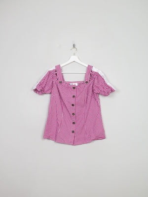 Vintage Austrian Style Red Gingham Blouse L/14
