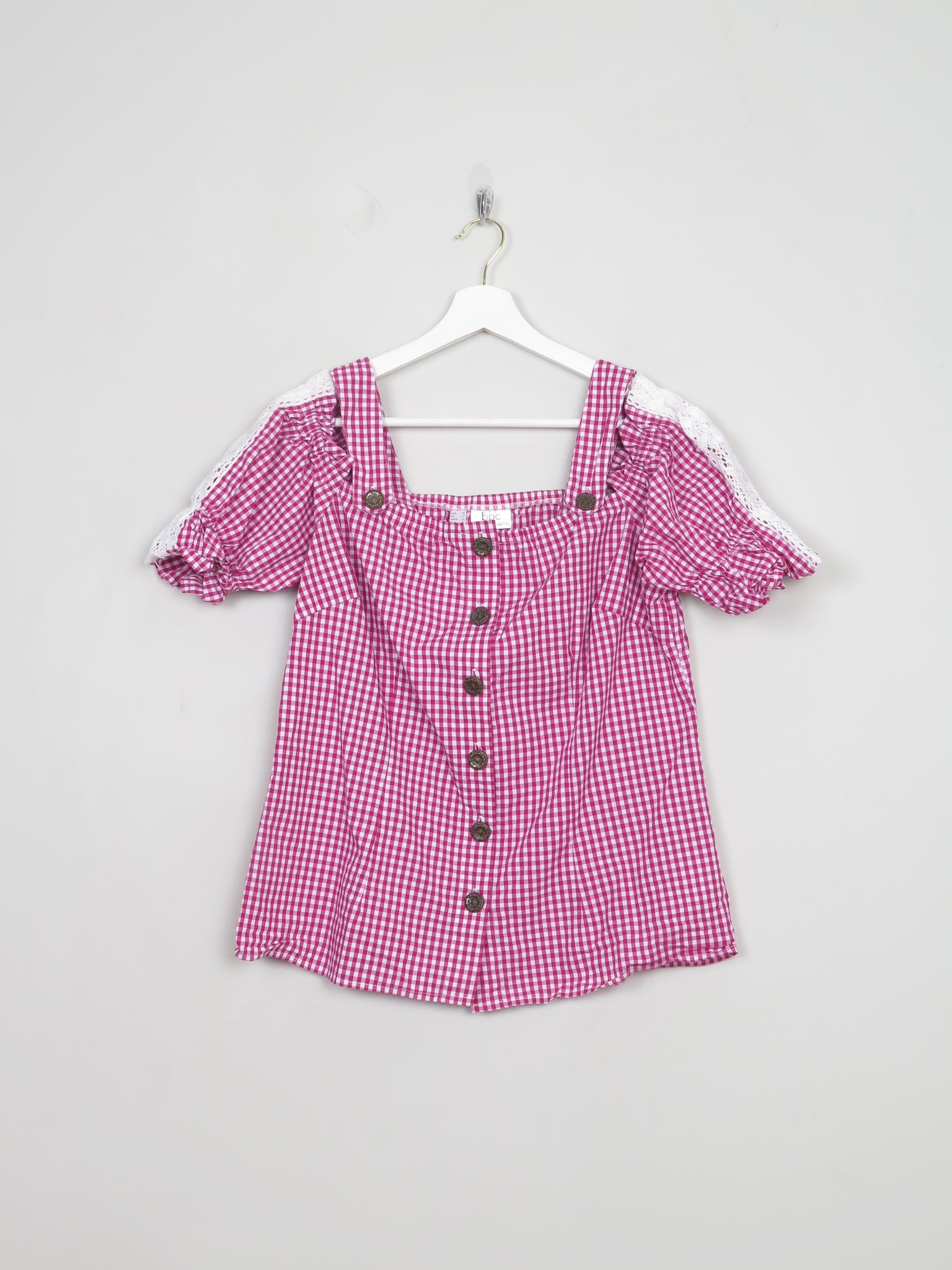 Vintage Austrian Style Red Gingham Blouse L/14