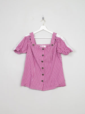 Vintage Austrian Style Red Gingham Blouse L/14