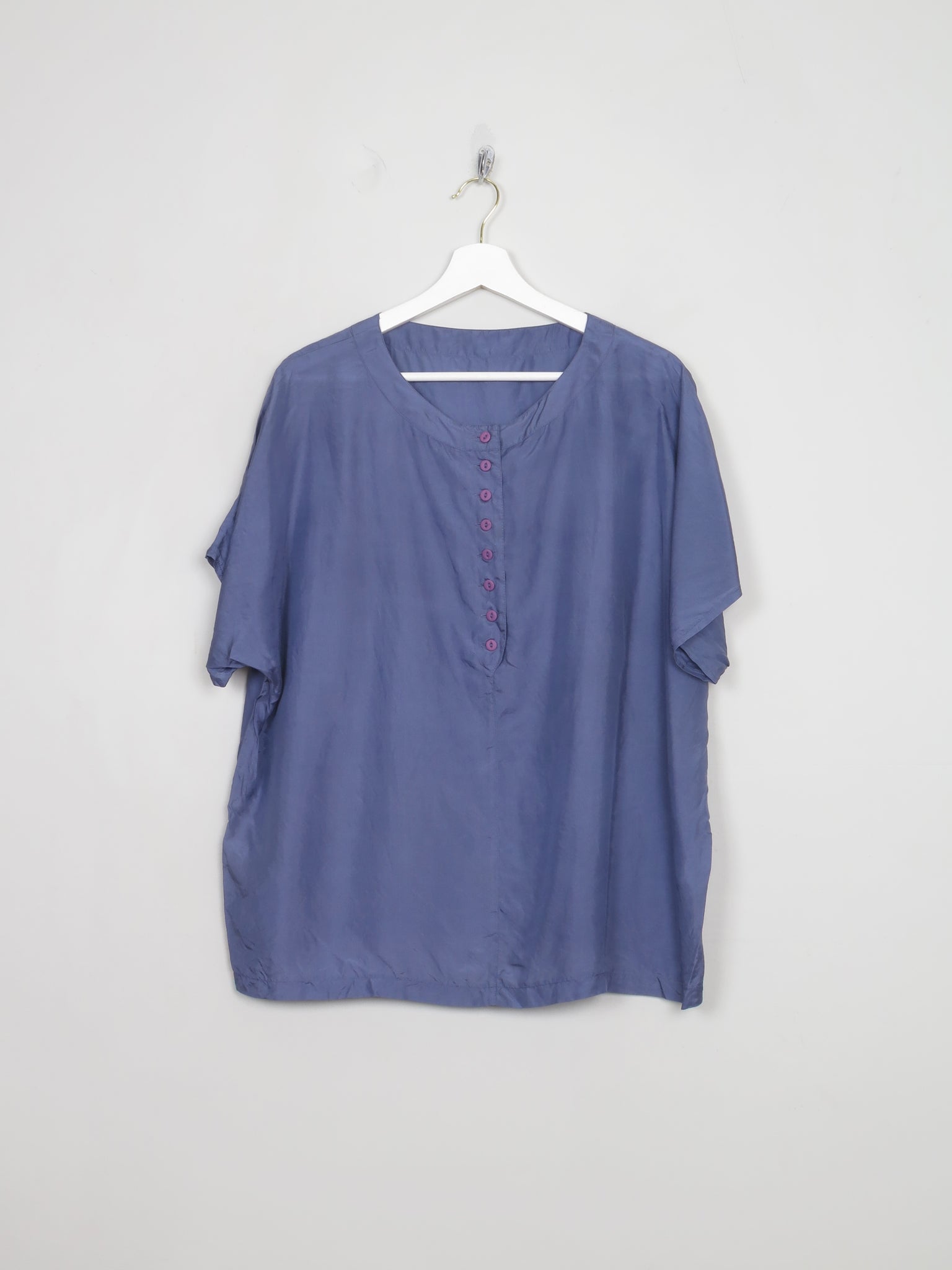Women's Vintage Blue Silk Blouse L