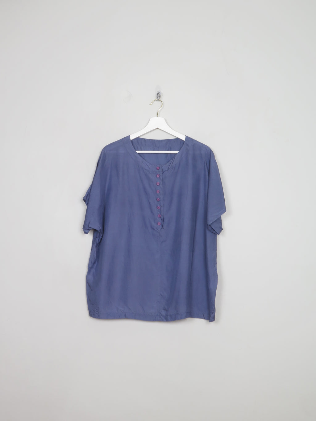 Women's Vintage Blue Silk Blouse L