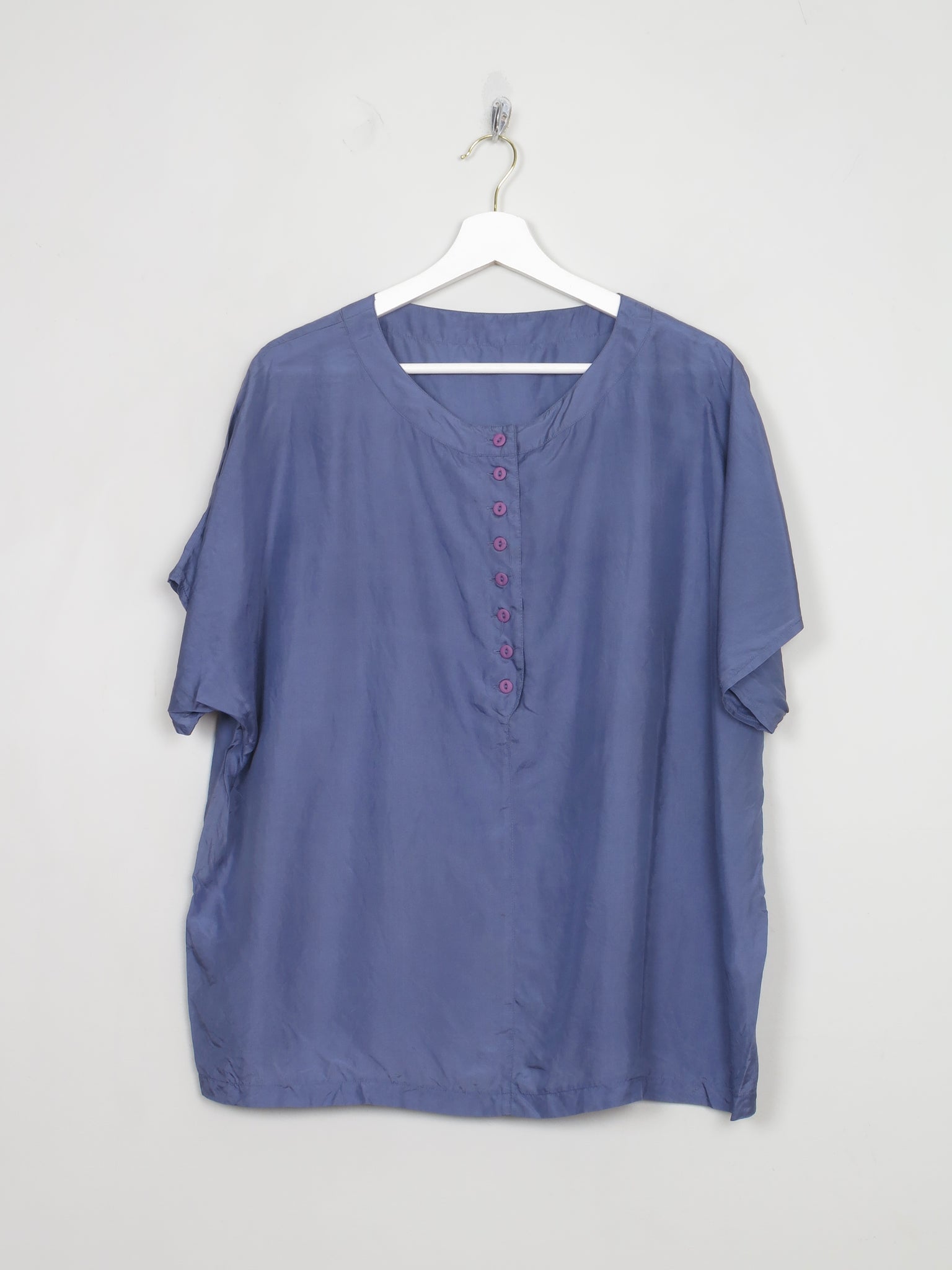 Women's Vintage Blue Silk Blouse L