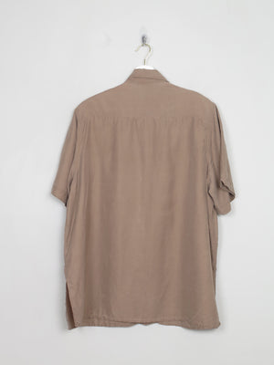 Women's Vintage Taupe Silk Blouse Short Sleeved L