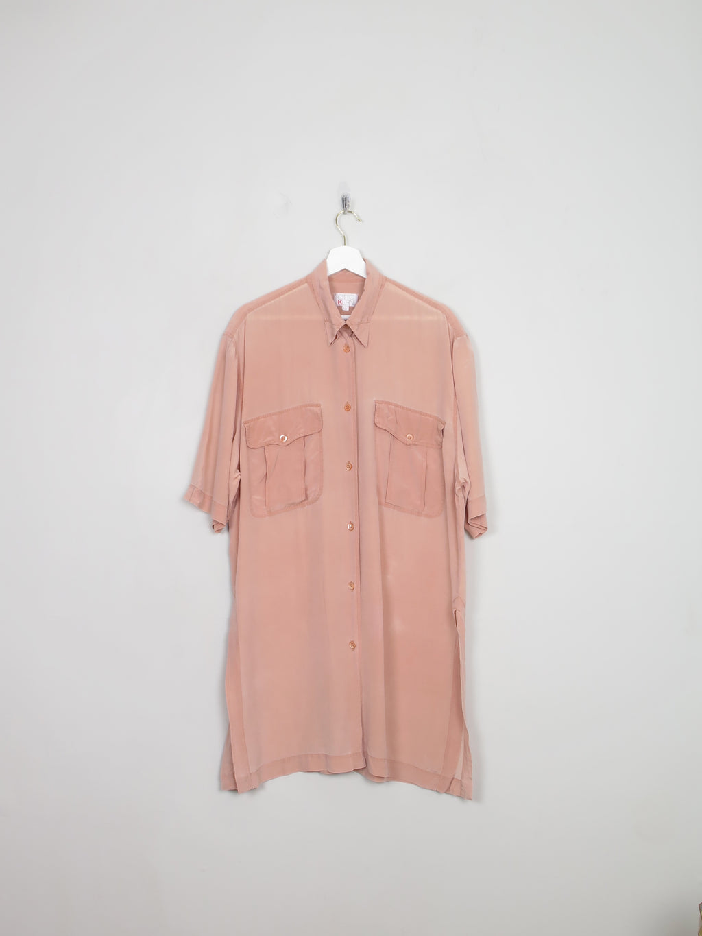 Women's Vintage Silk Pink Silk Shirt Dress L