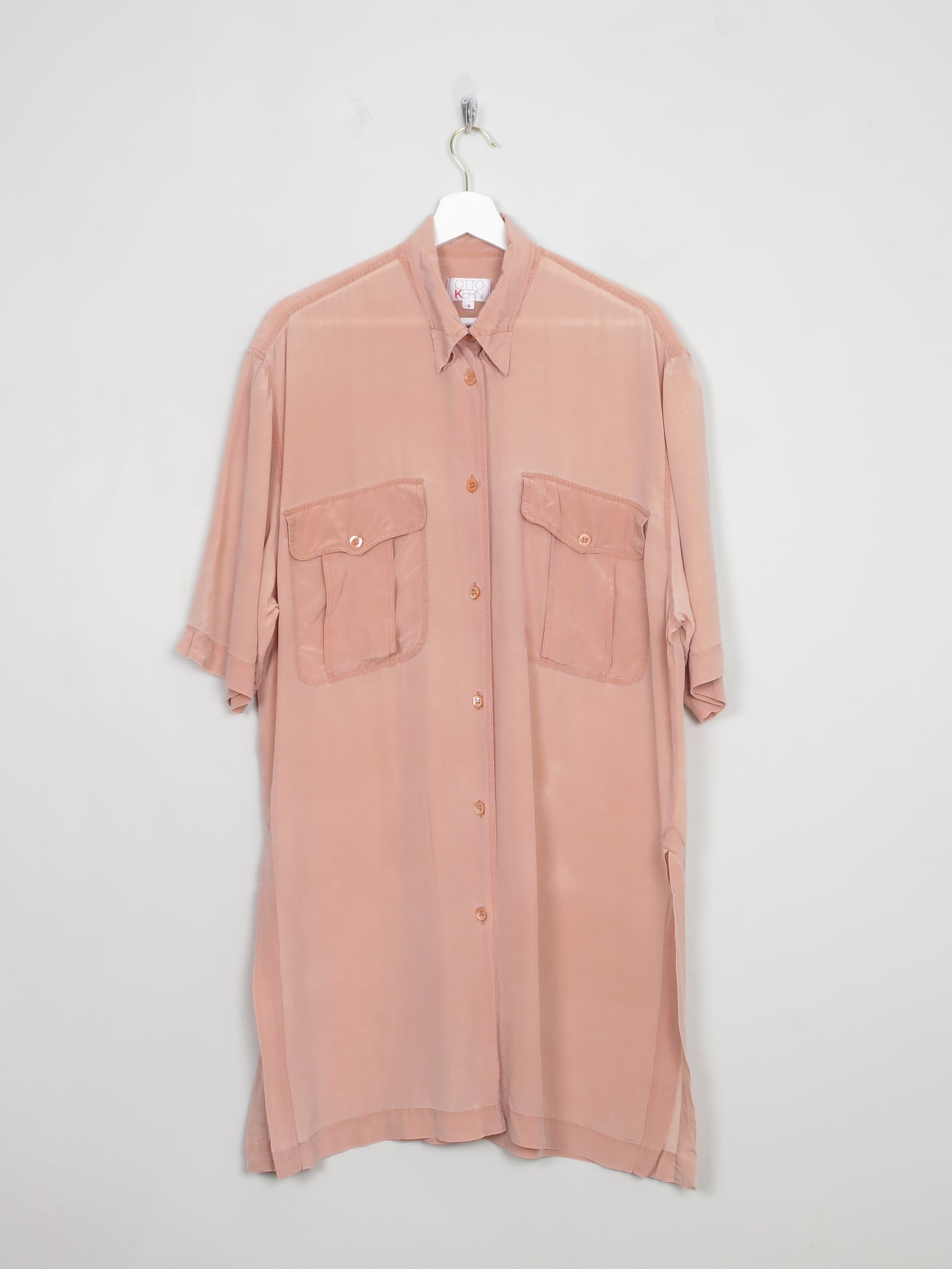 Women's Vintage Silk Pink Silk Shirt Dress L