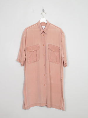 Women's Vintage Silk Pink Silk Shirt Dress L