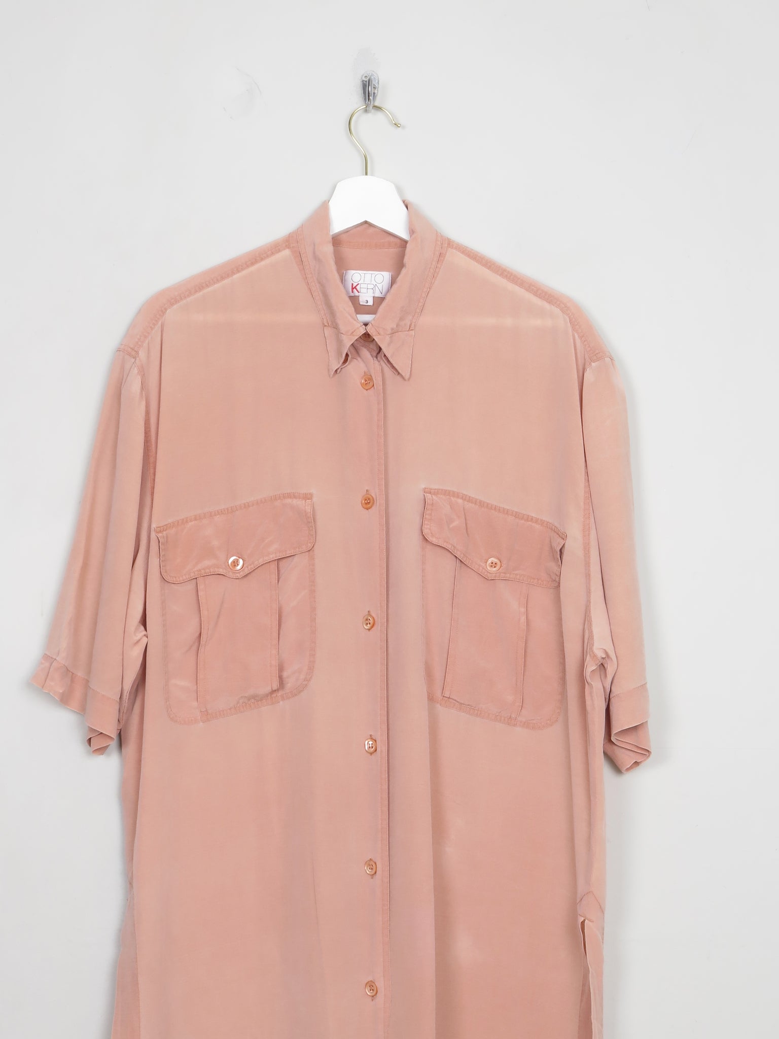 Women's Vintage Silk Pink Silk Shirt Dress L