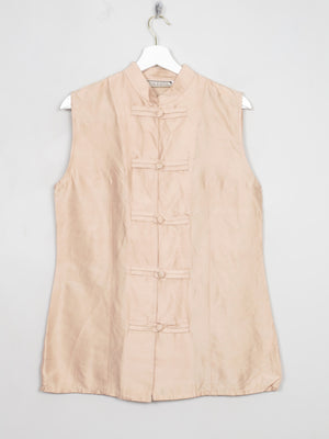 Women's Vintage Peach Silk Blouse Waist Coat M